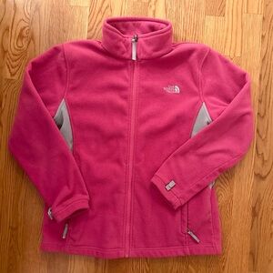 The North Face Full Zip Fleece Jacket Girls Size XL (18) Pink Gray
